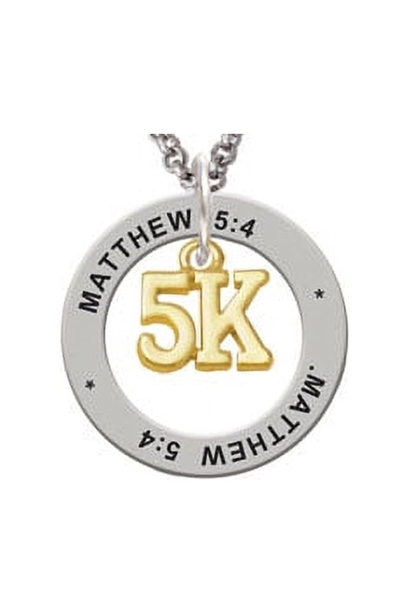 Goldtone 5K Matthew 5:4 Affirmation Ring Necklace