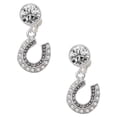 thumbnail image 1 of Delight Jewelry Silver Plated Beaded Clear Crystal Horseshoe with Good Luck Clear Crystal Clip On Earrings, 1 of 3