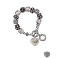thumbnail image 1 of Goldtone Big Sister Rock on Clear Crystal Heart Black Pebble Bead Charm Bracelet, 1 of 1