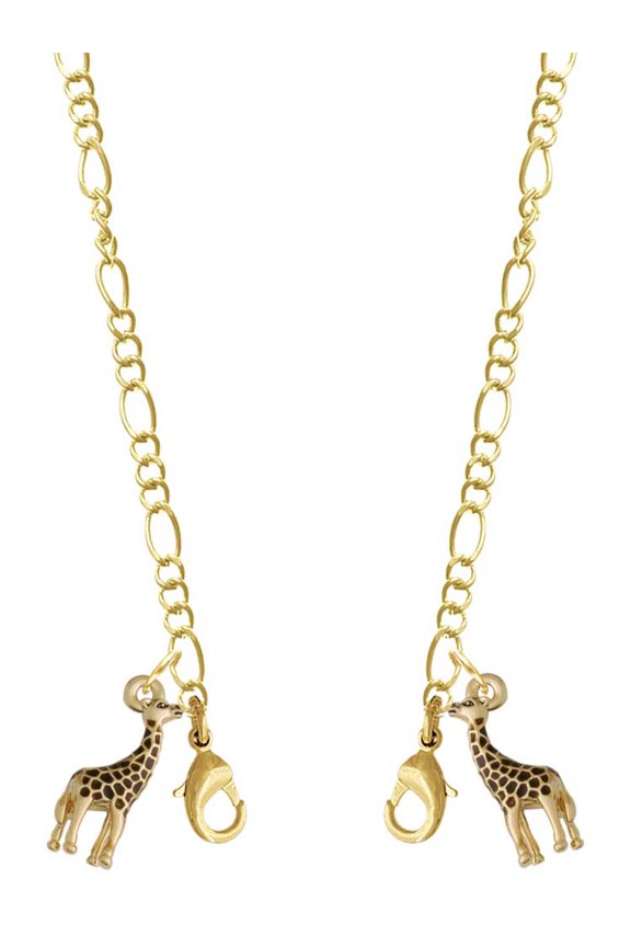 Goldtone Brown Giraffe Goldtone Face Mask Necklace