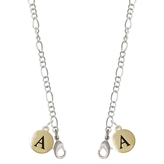 Goldtone Capital Letter - A - Pebble Disc - Silvertone Face Mask Necklace