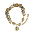 thumbnail image 1 of Goldtone Capital Letter - I - Pebble Disc - Two Tone Christian Bead Bracelet, 1 of 4