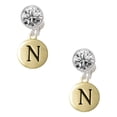 thumbnail image 1 of Goldtone Capital Letter - N - Pebble Disc - Clear Crystal Clip On Earrings, 1 of 3
