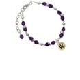 thumbnail image 1 of Goldtone Capital Letter - W - Pebble Disc - Purple Beaded Bracelet, 1 of 1