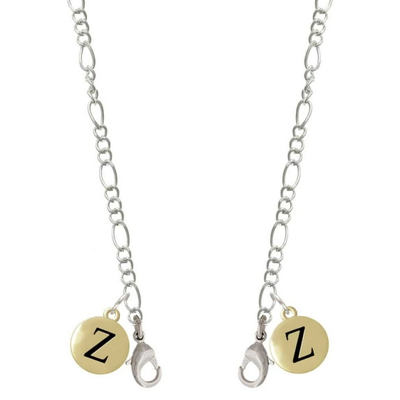 Goldtone Capital Letter - Z - Pebble Disc - Silvertone Face Mask Necklace