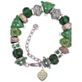 thumbnail image 1 of Goldtone Clear Crystal Heart Green Christmas Bead Bracelet, 1 of 4