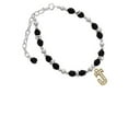 thumbnail image 1 of Goldtone Crystal Initial - J - Black Beaded Bracelet, 1 of 1