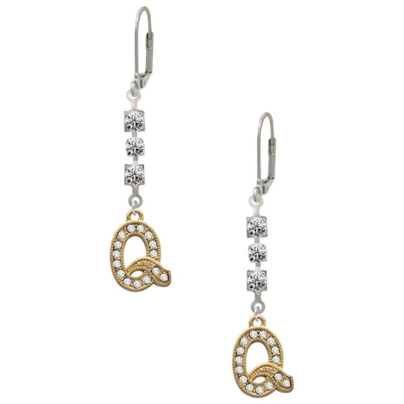 Goldtone Crystal Initial - Q - Crystal Madison Leverback Earrings