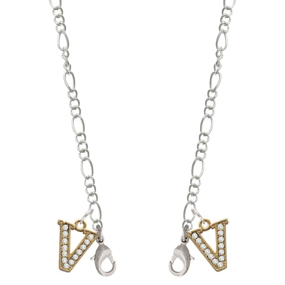 Goldtone Crystal Initial - V - Silvertone Face Mask Necklace