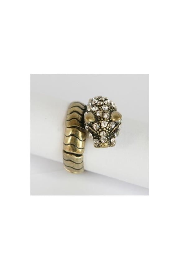 Goldtone Crystal Panther Stretch Ring
