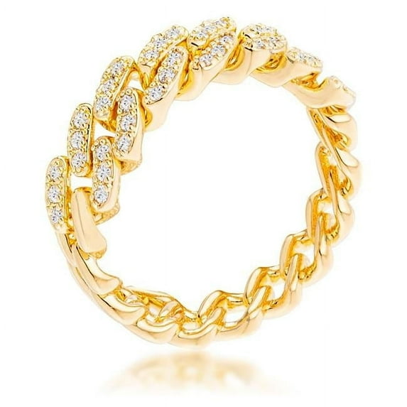 Goldtone Cubic Zirconia Flexible Chain Ring