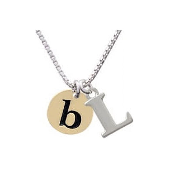 Goldtone Disc 1/2'' Initial - b - L - Initial Necklace