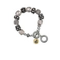 thumbnail image 1 of Goldtone Disc 1/2'' Initial - d - Black Pebble Bead Charm Bracelet, 1 of 1