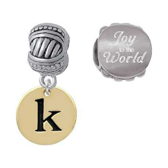 Goldtone Disc 1/2'' Initial - k - Joy to the World Charm Beads (Set of 2)