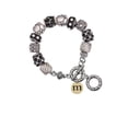 thumbnail image 1 of Goldtone Disc 1/2'' Initial - m - Black Pebble Bead Charm Bracelet, 1 of 1