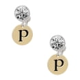 thumbnail image 1 of Goldtone Disc 1/2'' Initial - p - Clear Crystal Clip On Earrings, 1 of 3