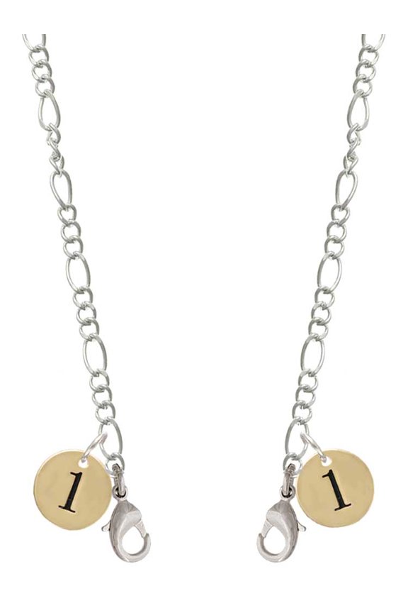 Goldtone Disc 1/2'' Number - 1 - Silvertone Face Mask Necklace