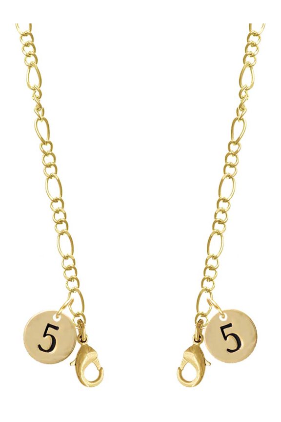 Goldtone Disc 1/2'' Number - 5 - Goldtone Face Mask Necklace
