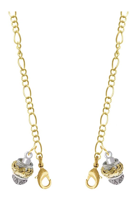 Goldtone Dragon with Silvertone Border Spinner Goldtone Face Mask Necklace