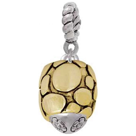 Goldtone Flat Pebbles Spinner - Rope Charm Bead