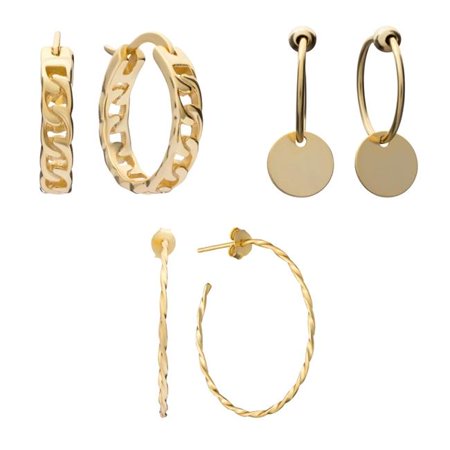 Goldtone Hoop Bundle, Set of 3
