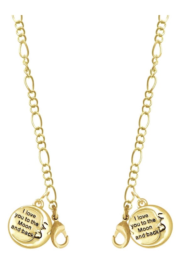 Goldtone I Love You to the Moon and Back Goldtone Face Mask Necklace