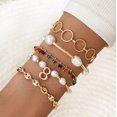 thumbnail image 1 of Goldtone Imitation Pearl Multi Colored Bracelet Set, 1 of 1