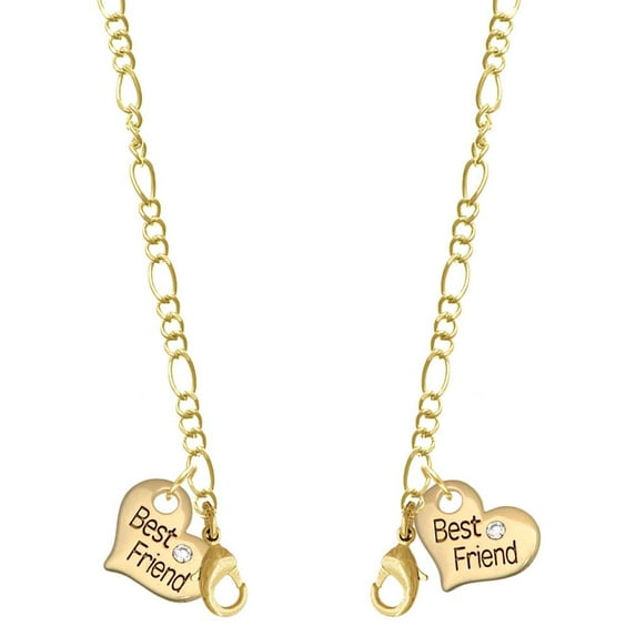 Goldtone Large Best Friend Heart with Crystal - Goldtone Face Mask Necklace