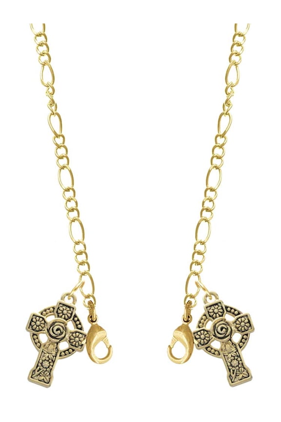 Goldtone Large Celtic Cross Goldtone Face Mask Necklace