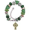 thumbnail image 1 of Goldtone Large Celtic Cross Green Christmas Bead Bracelet, 1 of 4