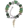thumbnail image 1 of Goldtone Large Clear Crystal Lightning Bolt Green Christmas Bead Bracelet, 1 of 4