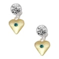 thumbnail image 1 of Goldtone Large December - Teal Crystal Heart Clear Crystal Clip On Earrings, 1 of 3