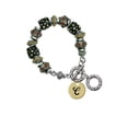 thumbnail image 1 of Goldtone Large Disc Letter - C - 3/4'' Fall Crystal Bead Charm Bracelet, 1 of 1