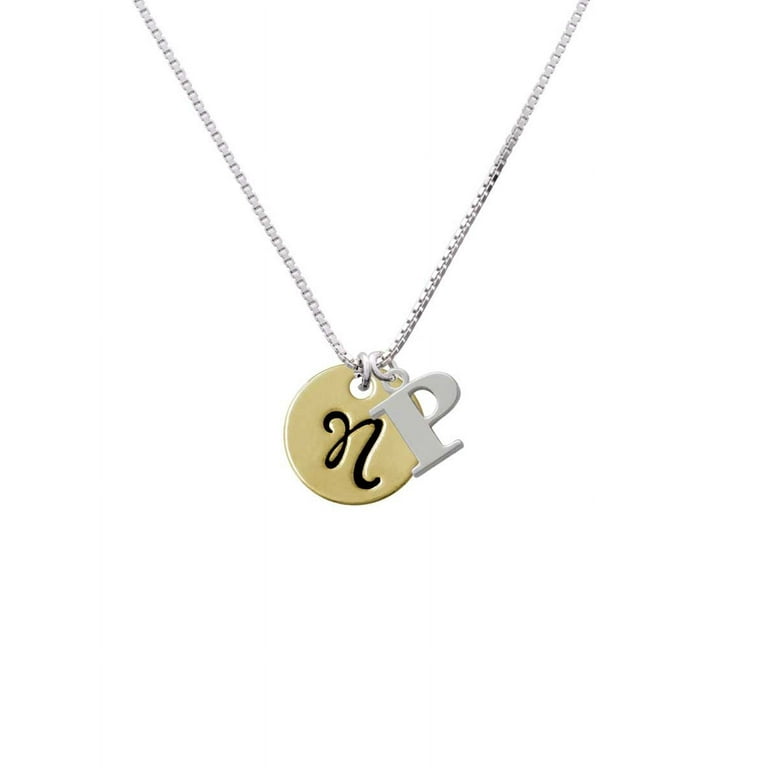 Large Silverplate Letter Initial Pendant Necklace Silver Tone 