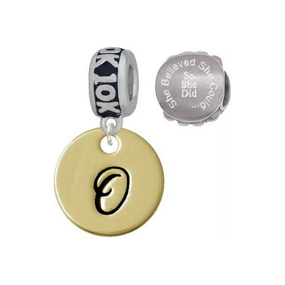 Goldtone Large Disc Letter - O - 3/4'' 10K Run She Believed She Could Charm Beads (Set of 2)