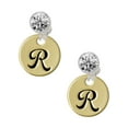 thumbnail image 1 of Goldtone Large Disc Letter - R - 3/4'' Clear Crystal Clip On Earrings, 1 of 3