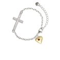 thumbnail image 1 of Goldtone Large January - Maroon Crystal Heart - I Can Do All Things - Cross Bracelet, 1 of 1