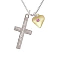 thumbnail image 1 of Goldtone Large October - Hot Pink Crystal Heart - I Can Do All Things - Cross Necklace, 1 of 2
