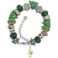 thumbnail image 1 of Goldtone Medium Clef with Heart Green Christmas Bead Bracelet, 1 of 4