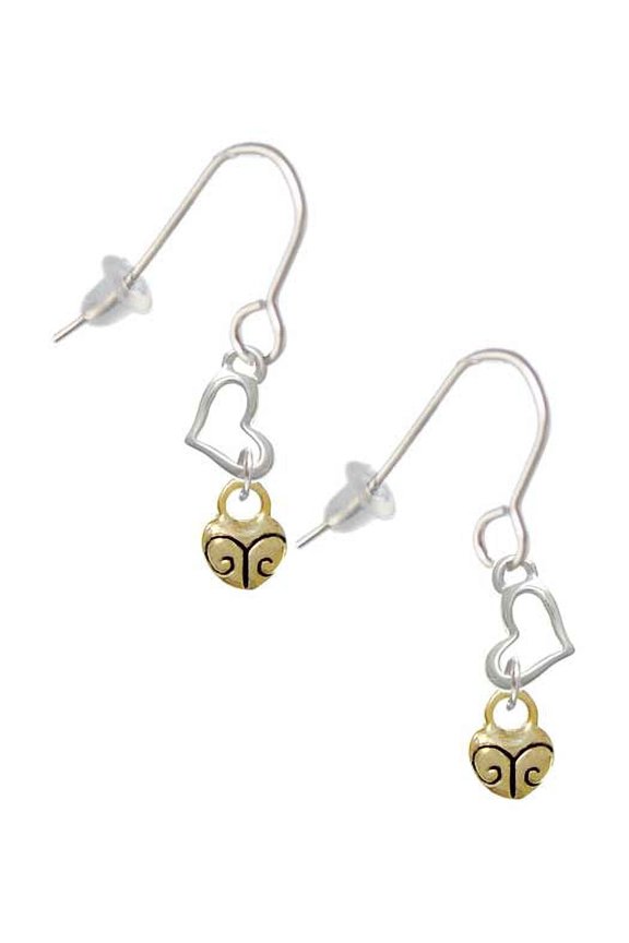 Goldtone Mini Scroll Heart Heart French Earrings