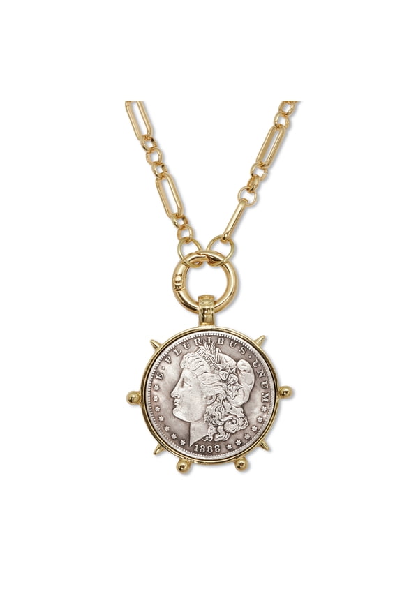 Goldtone Morgan Silver Dollar Coin Replica Necklace 24-inch