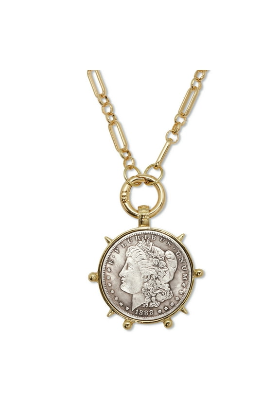 Goldtone Morgan Silver Dollar Coin Replica Necklace 24-inch