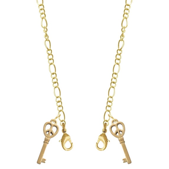 Goldtone Open Peace Heart Key Goldtone Face Mask Necklace