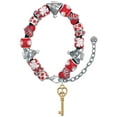 thumbnail image 1 of Goldtone Open Peace Heart Key Red Christmas Bead Bracelet, 1 of 4