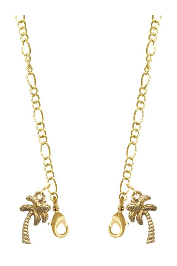 Goldtone Palm Tree Goldtone Face Mask Necklace