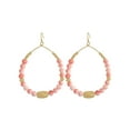 thumbnail image 1 of Goldtone & Pink Beaded Hoop Earrings, 1 of 1