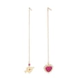 thumbnail image 1 of Goldtone Pink Crystal Heart Asymmetrical Chain Drop Earrings, 1 of 1