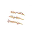 thumbnail image 1 of Goldtone Pink Floral Crystal Hair Pins - Set Of 3, 1 of 1