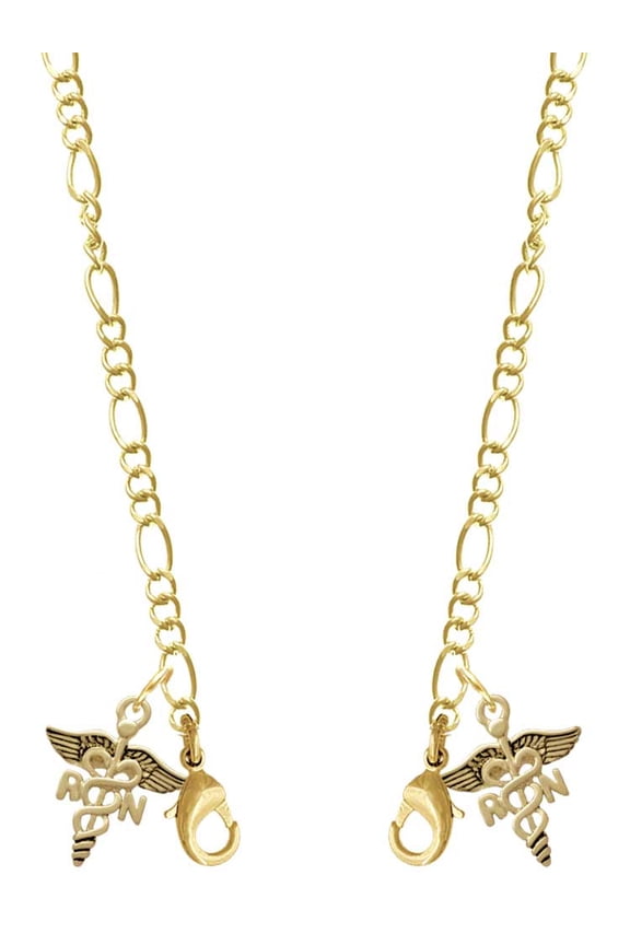 Goldtone Registered Nurse Caduceus Goldtone Face Mask Necklace