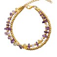 thumbnail image 1 of Goldtone Seed Bead Amethyst Quartz Dual Strand Bracelet, 1 of 2